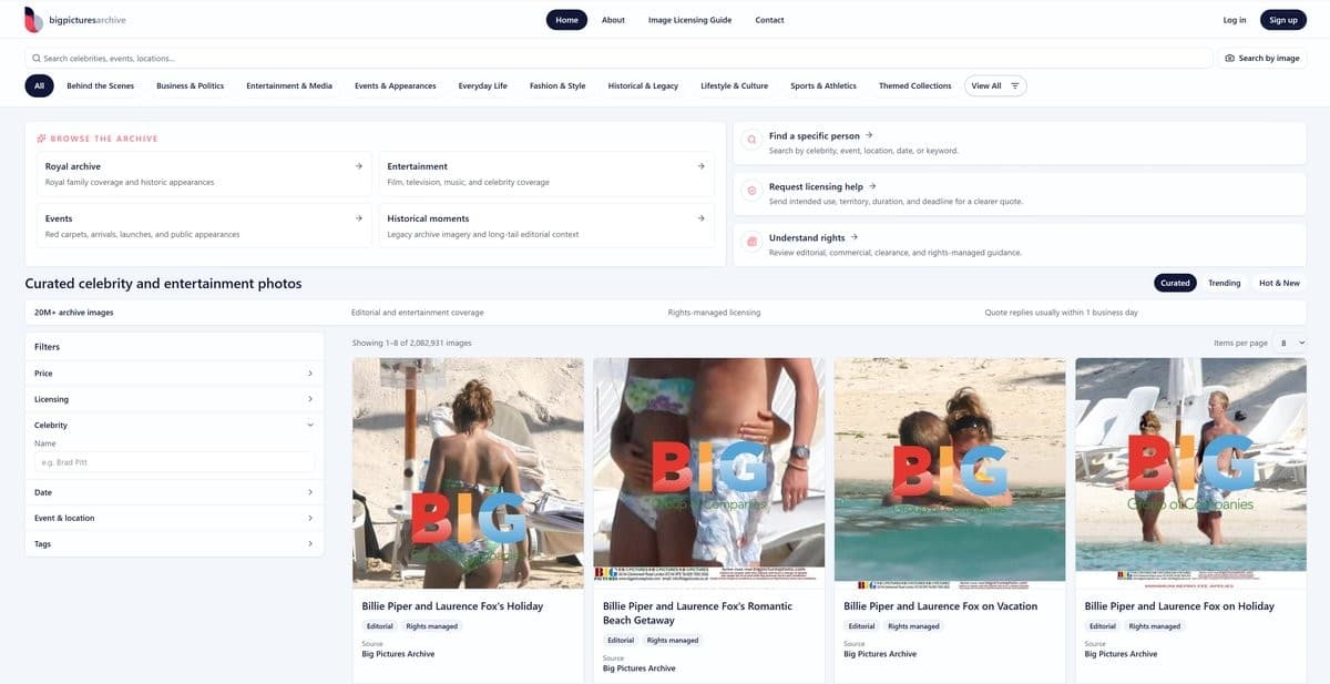 Big Pictures Archive Launches Searchable Platform with Over 2 Million Rights-Managed Celebrity and Royal Images