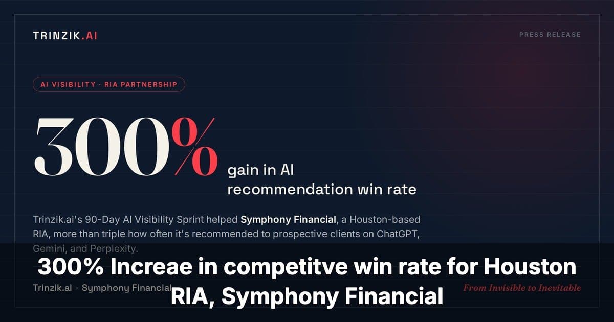 Trinzik.ai and Symphony Financial Partnership Shows 300% Boost in AI Recommendations for RIAs